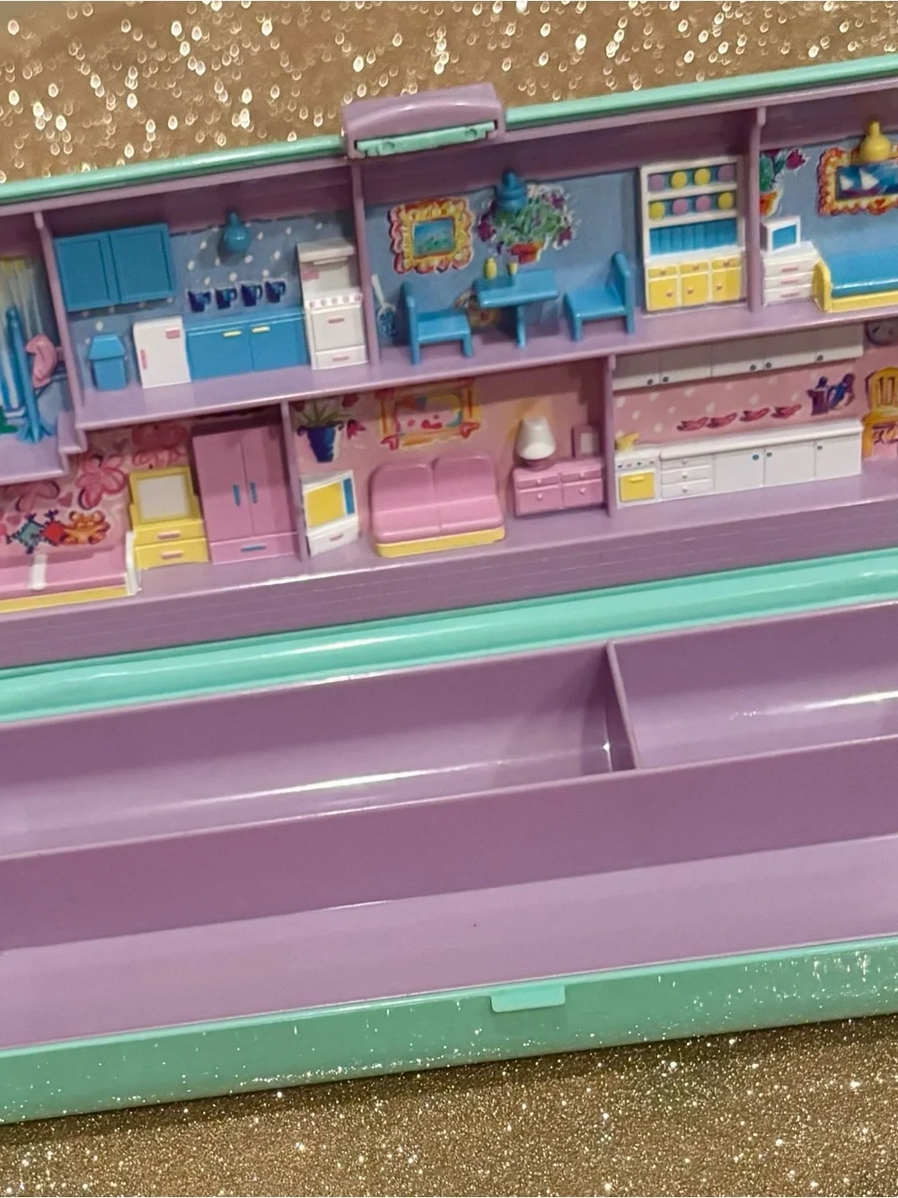 1990 vintage Polly Pocket Pencil Case Play-Set~ Bluebird